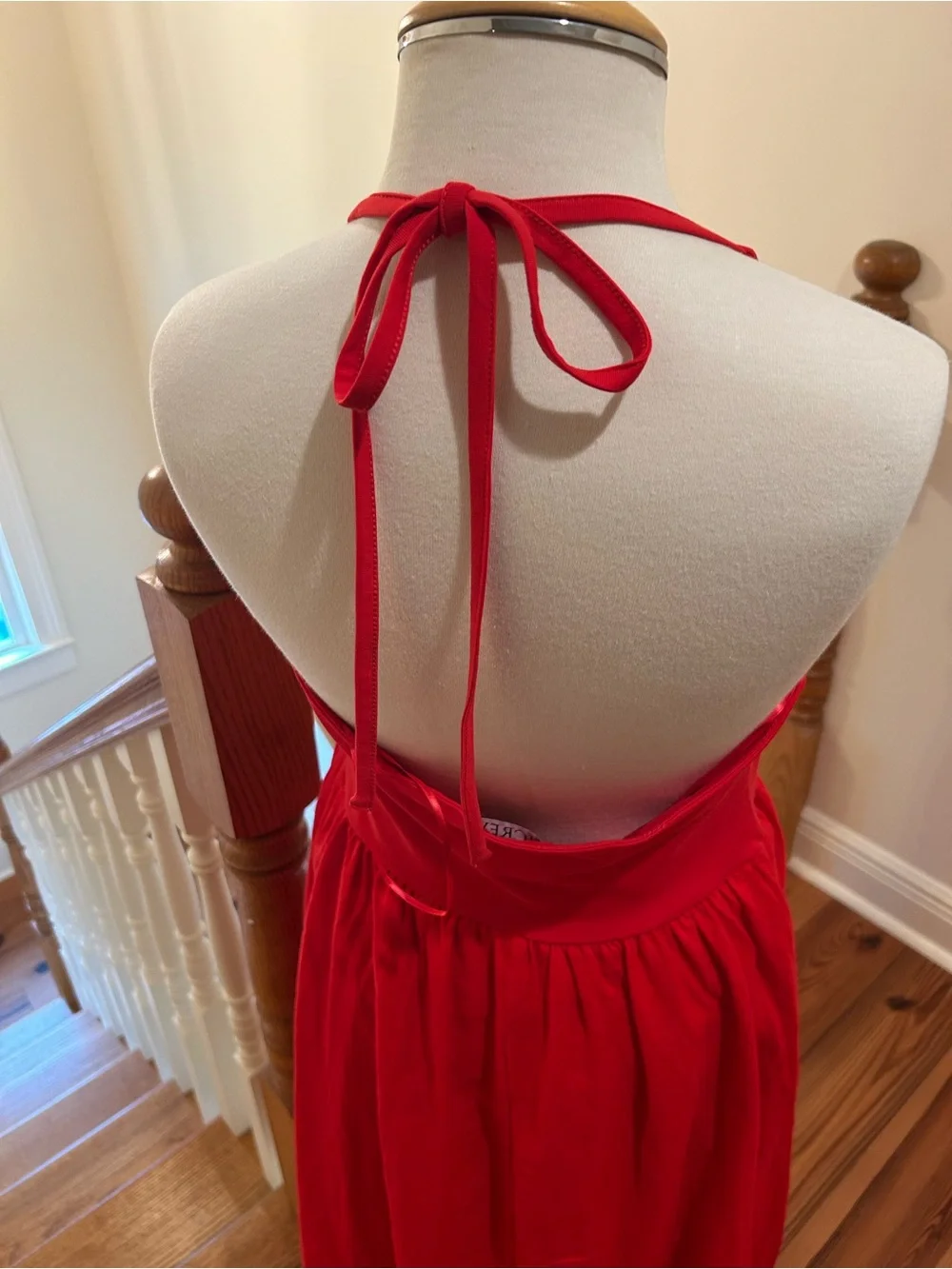 J. Crew Linen Red Halter Maxi Dress with Pockets Medium
